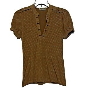 Vtg Burton Snowboards Womens Small Shirt Y2K Retro 90s Polka Dot Brown‎ Dry Ride